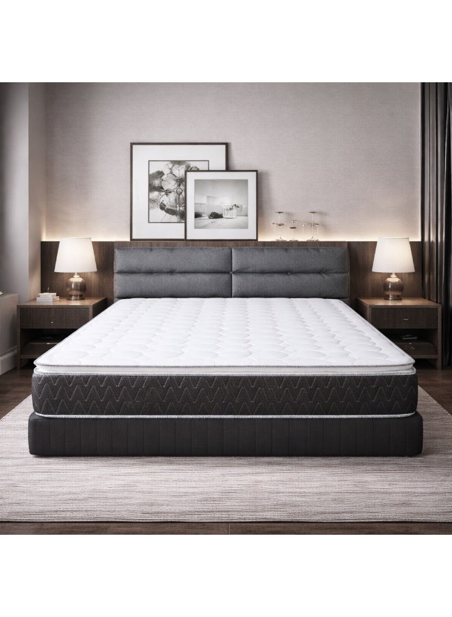 Rexal Home Supreme Pillow Top Bonnel Spring Mattress 25 cm | King Size 180 × 200 cm, Knitted Fabric, Motion Isolation & Medium Firm Support - Image 1